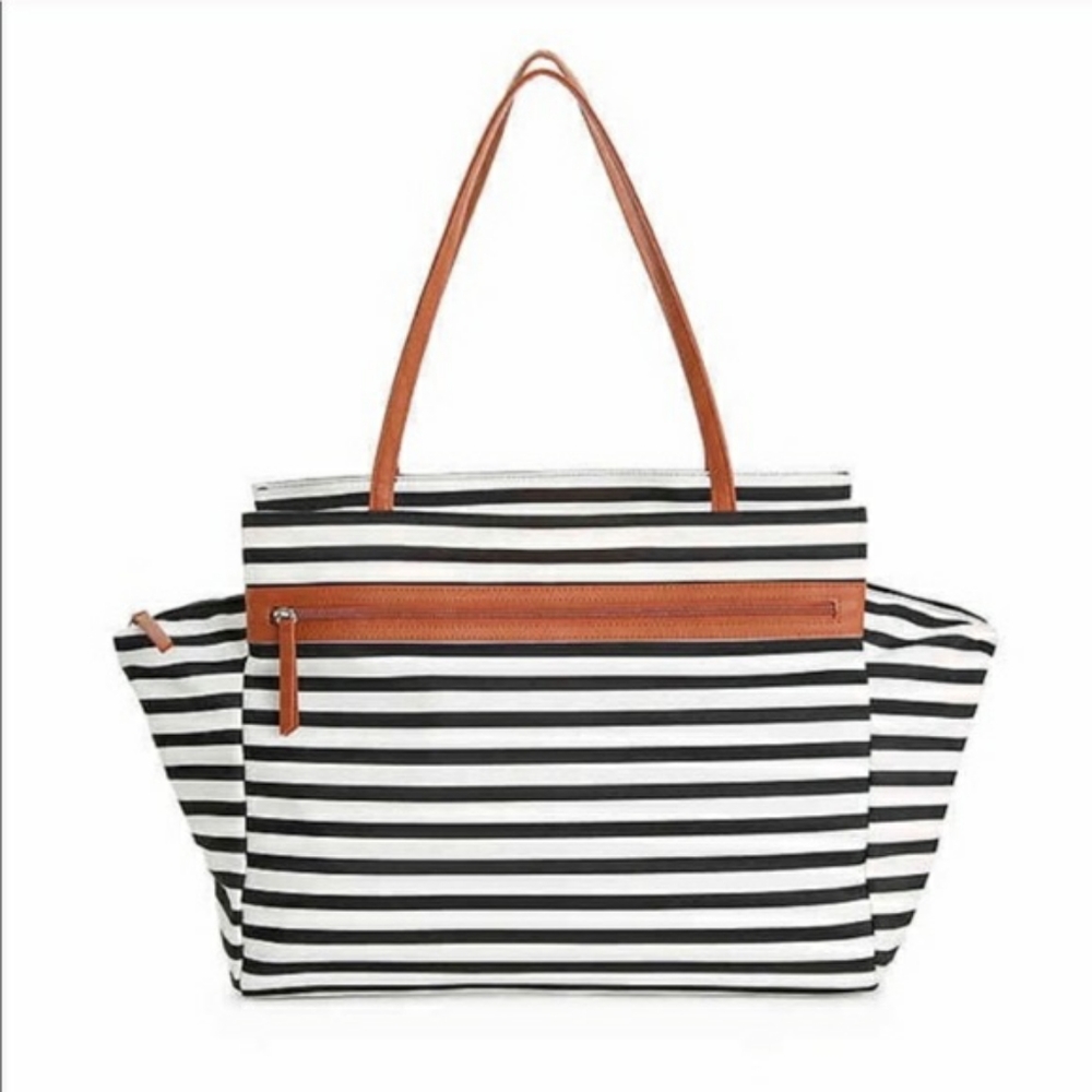 DSW Striped Overnighter Tote Bag